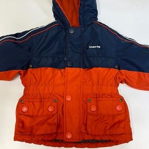 London Fog toddler boys puffer coat jacket orange blue 18 months
